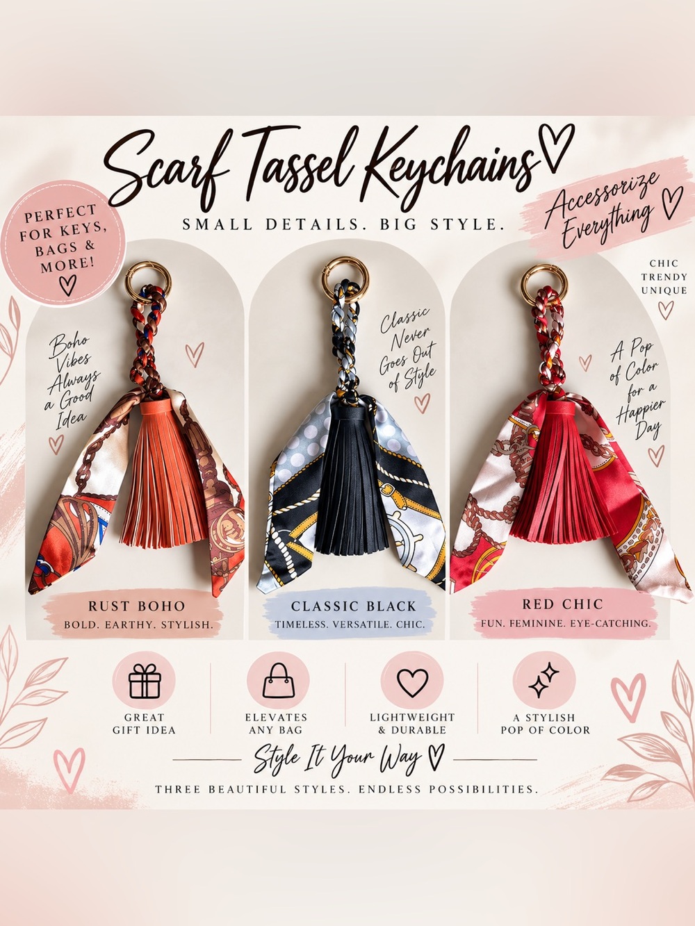 Scarf Tassel Keychains (Pick 1)